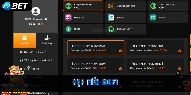 Nạp tiền tại nhà cái có thể thực hiện qua nhiều phương thức.